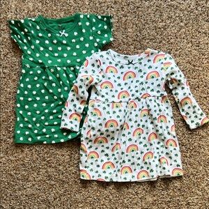 Hudson Baby Toddler Girls Green and White Cotton Dress Set - St. Patrick’s Day